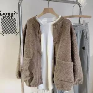 [하프클럽/]여성용 데일리 오버사이즈 포근한 뽀글이 자켓