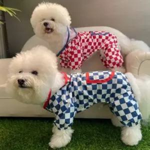 [반려] 강아지 체크 우비 올인원 1P 반려견 장마 방수 비옷