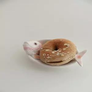 생선 오목한 도미 회접시 세라믹 그릇 사시미 회 일식 물고기 이자카야 접시