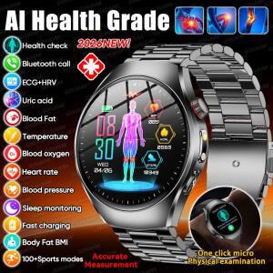 2026년 신형 AI 건강 진단 스마트워치 ECG+HRV 혈압 혈중 지방 요산 신체 분석 IP68 블루투스 통화 스마트