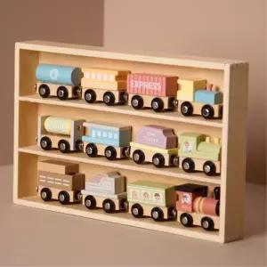 유아 칙칙폭폭 자석연결 원목꼬마기차 보관함세트 유아선물 놀이세트