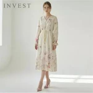 [인베스트] 진주 라인 플라워 나염 원피스_IN6S1OP3251