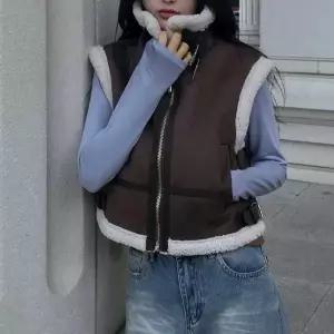 [하프클럽/옷자락]여자 하이넥 양털 무스탕 레이어드 데일리 베스트