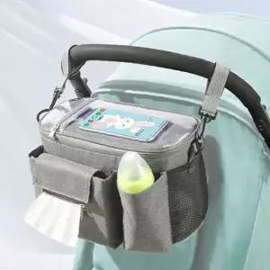 여유있는 구분 깔끔 보관 후크형 손쉬운 유모차 서브 파우치 1P 젖병 기저귀