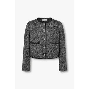 [VOV](본점)신세틱 레더 트림 헤링본 트위드 자켓 7154310202