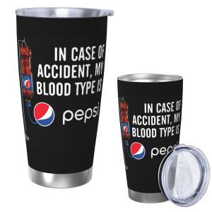 사고 발생 시 혈액형은 - 펩시 스테인리스 스틸 텀블러 진공 단열 머그 보온 보냉 컵 뚜껑 포함 빨대 20oz