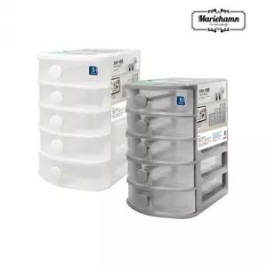 반투명 서랍 미니 서랍장 5단 화이트 이동식수납 유리선반 수납 슬림선반