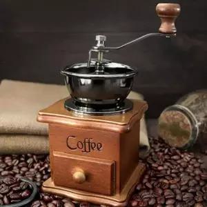 핸드 커피 원두 수동 우드 그라인더 빈티지 스타일