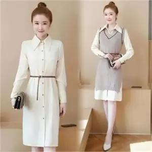 [오노마] ONM G07991/셔츠원피스+니트조끼원피스셋트/투피스/원피스 (S7986072)