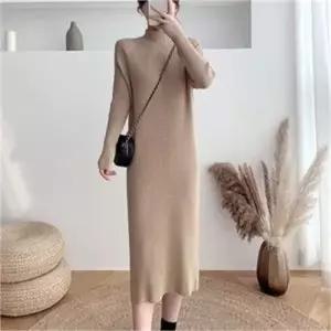 [오노마] ONM 심플 반폴라넥 골지 니트 원피스 데일리 롱원피스 (S8056057)