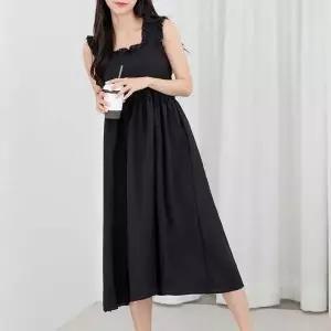 [셀러허브][프로셀러] 프릴 어깨 끈나시 롱원피스 허리셔링 여름 데이트룩 (S17114901)