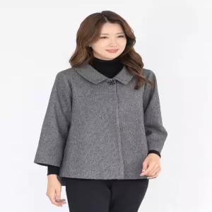 [모슬린]엄마옷 울모직 카라 잔체크 정장 망토자켓 511FGH005 마담중년여성빅사이즈50대60대