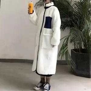 사각포켓 롱 후리스 점퍼 양면 레트로 자켓