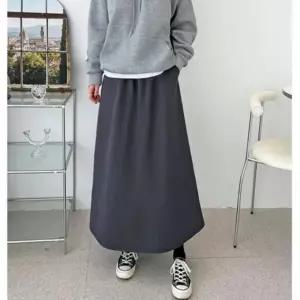 A라인 골덴 양털 겨울 코듀로이 스커트 롱 밴딩 치마 플레어 여자