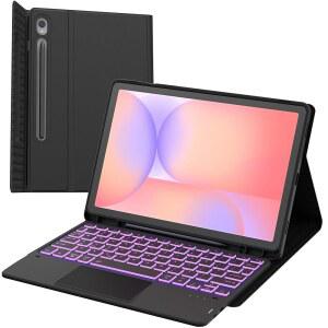 삼성 갤럭시탭 S9 11인치 / FE 10.9인치 S10 키보드 케이스 - 7색 백라이트 탈착식 터치패드 태블릿 커버 탭 2023 S펜 홀더 블랙
