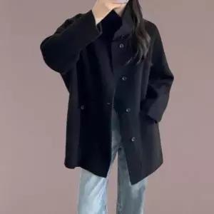 여성 수제 울 하이넥 오버사이즈 긴팔 외투