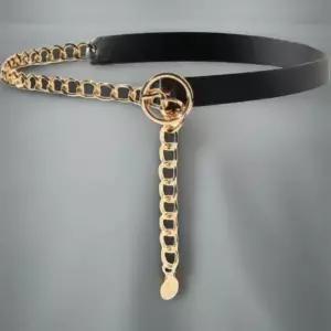 여성 사무실 패션 메탈 블랙 허리 체인 벨트