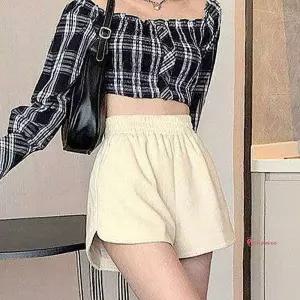 캐주얼 허리반바지 밴딩 옆트임 여성 여자 골덴 패션 검정 데일리 편한 고무줄 숏팬츠vwx439