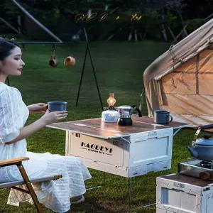 접이식 캠핑폴딩박스 테이블 상자 확장형 상판 우드 폴딩박스 캠핑박스 정리함 멀티 카고