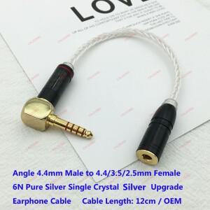암컷 오디오 플러그  4.4mm 수-2.5mm  3.5mm  각도  6N 순수 실버 단결정 이어폰 변환 케이블