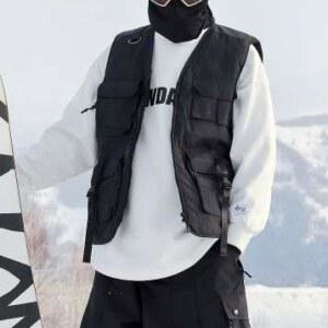 스노우보드 조끼 후드 보호 블랙 아웃도어 보드복 스키 방수