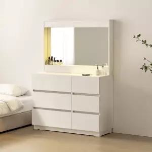 아이즈 와이드 체스트 서랍장 화장대 + LED 거울 DF915009