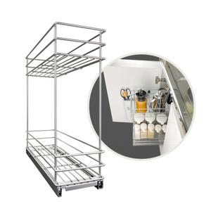 슬라이딩선반 2단 200 / 주방 싱크대 하부장 정리 수납 양념통 틈새 수납장 슬라이드 싱크인 선반