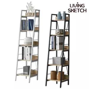 아이디 사다리 선반 슬림 5단 책장 서재 거실 인테리어 철제책장
