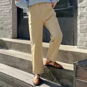 [제작] 뉴엘 세미 배기 뒷밴딩 슬랙스 69446 빅사이즈 여성의류