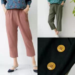 마미소 주머니 단추 마 바지 9부 여름 면50 마50 엄마 할머니 빅사이즈 40 60 마담 중년 여성 옷