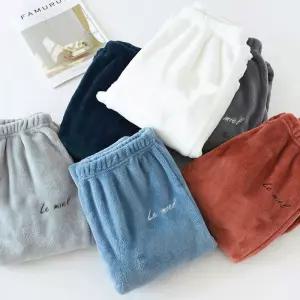 극세사 수면 겨울 따뜻한 여성 남성 기모 털 파자마 잠옷 바지