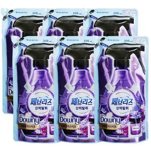 페브리즈 강력탈취 섬유탈취제 다우니 미스티크 리필형 320ml X6개