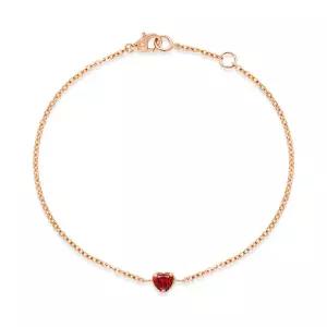[비앤비골드] 14K 가넷 하트 함마링체인 팔찌 NPB40199