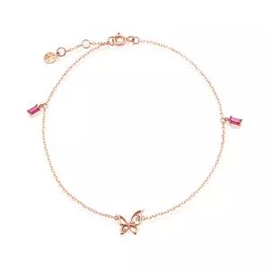 [비앤비골드] 14K 탄생석 루비 나비 큐빅 발찌 SCA38273