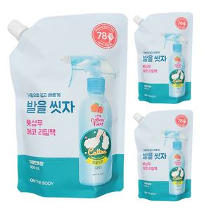 온더바디 코튼풋 발을씻자 풋샴푸 에코 리필 자몽민트향 500ml 3개