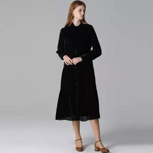 [하프클럽/]벨벳 번아웃 타이넥 원피스-사이즈 55~88까지