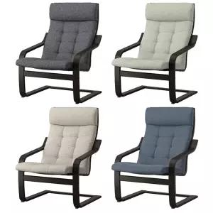 이케아 POANG 포엥 암체어 프레임 블랙브라운 쿠션 군나레드/안락의자/1인소파/거실의자