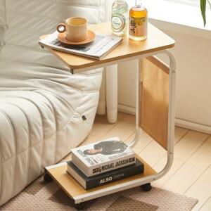 2단 이동식 트롤리 사이드 테이블 쇼파 침대 사이드 원목 협탁