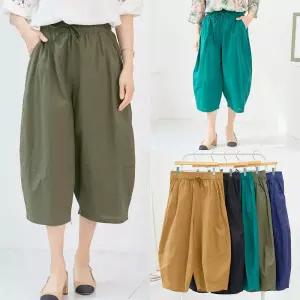 마미소 에버 항아리 바지 마40 면50 7부 리본 체형커버 엄마 할머니 빅사이즈 40 60 마담 중년 여성 옷