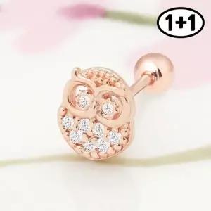 [미니아트][1+1] 부엉이 14K 금침 데일리 행운 피어싱 귀걸이