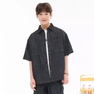 [오션스카이] 남아 블랙 데님 반팔 셔츠-EBJB5522D03