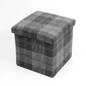 스툴스 수납의자 체크 그레이 수납스툴 사각 (WFHJFDO)