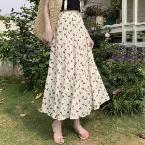 [하젤]라리본 밴딩 쉬폰 플레어 롱스커트_M4031