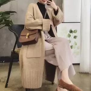 소매 두꺼운 여성 롱 가디건 겨울 빅사이즈 기본핏 룩