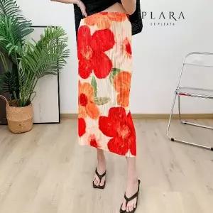 플라라 (88까지)플리츠플라워오렌지스커트