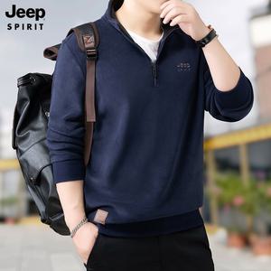 JEEP SPIRIT 남자 반집업 맨투맨 캐주얼 루즈핏 빅 사이즈 긴팔 티셔츠