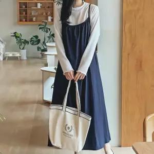 끈나시 뷔스티에 롱 원피스 U넥 무지 A라인 여성 빅사이즈