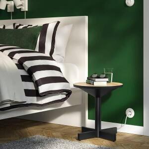 이케아 그림사르보 보조테이블 소나무 합판 블랙 지름40x43cm 거실테이블 베드트레이