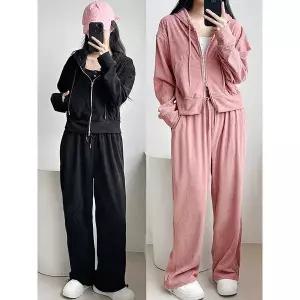 [하프클럽/]코듀로이 후드자켓 세트 골지 트레이닝 후드집업 셋업 크롭 데