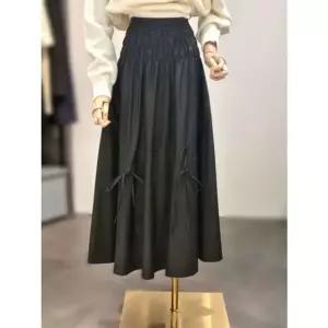 [갤러리아] ab.f.z 스모그밴딩 리본 포인트 A라인 레더 가죽 롱스커트 ACZ4HS37K